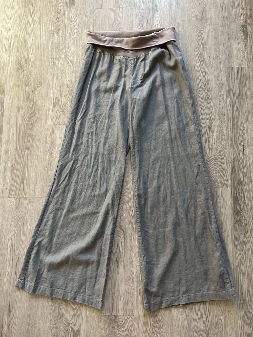 Y2K old navy gray linen blend gaucho fold over pants